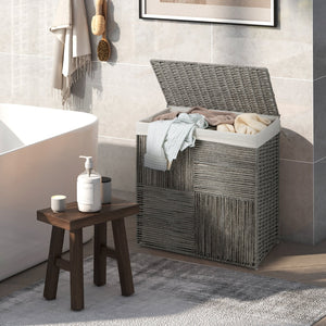 29 Gallons Laundry Hamper with Convenient Handles and Removable Liner Bag-Gray view 2