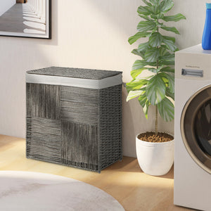 29 Gallons Laundry Hamper with Convenient Handles and Removable Liner Bag-Gray view 3