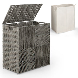 29 Gallons Laundry Hamper with Convenient Handles and Removable Liner Bag-Gray view 4