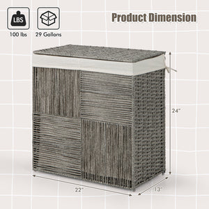 29 Gallons Laundry Hamper with Convenient Handles and Removable Liner Bag-Gray view 5