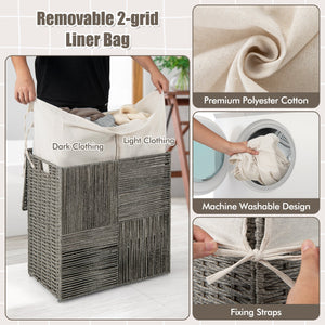29 Gallons Laundry Hamper with Convenient Handles and Removable Liner Bag-Gray view 7