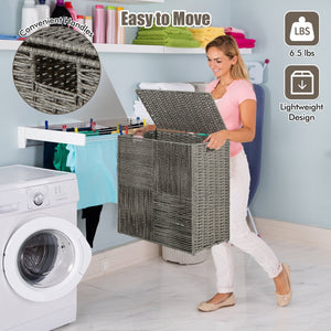 29 Gallons Laundry Hamper with Convenient Handles and Removable Liner Bag-Gray view 8