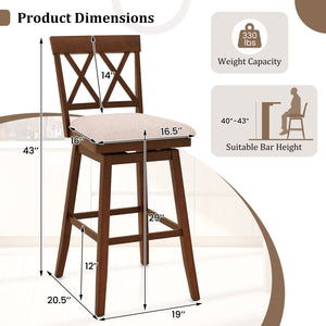 29 Inch Counter Height Barstools with Backrest and Upholstered Seat Cushion for Kitchen Dining Room-29 Inch view 4