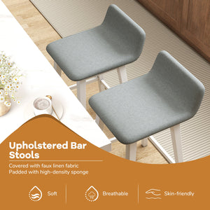 29 Inch Low-Back High-Top Chairs with Padded Seat and Rubber Wood Legs-White view 6