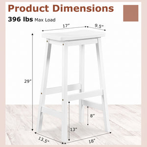 29 inches Set of 2 Saddle-Seat Counter Height Stools with Curved Seat and Footrests-Beige view 3
