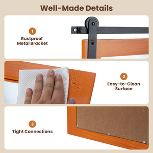 29 inches x 23 inches Rectangle Farmhouse Wall Mirror with Metal Bracket for Bathroom-Brown view 9
