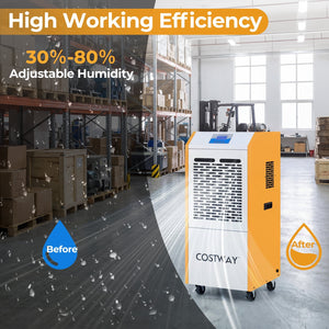 290 Pints Commercial Dehumidifier with Pump and Drain Hose for Basement Warehouse-Yellow view 4