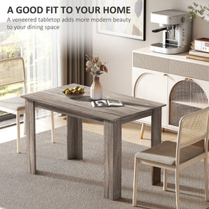 47" Kitchen Table for 4-6 People, Dining Table with Wood Effect for Dining Room, Black
