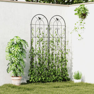 Set of 2 Metal Garden Trellis, Decorative Trellis Panels, Bird Design, 120 x 50 cm, Black – view 21