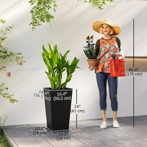 Set of 3 Tall Plant Stand, Outdoor & Indoor Flower Pot Set for Front Door, Entryway, Patio and Deck, Black – view 2