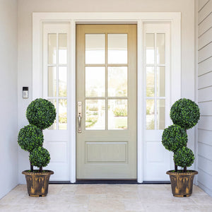 29 Inches Artificial Boxwood Topiary Tree Triple Ball Shrubs view 5