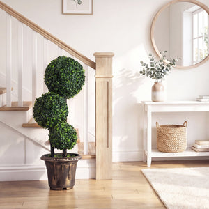 29 Inches Artificial Boxwood Topiary Tree Triple Ball Shrubs view 2