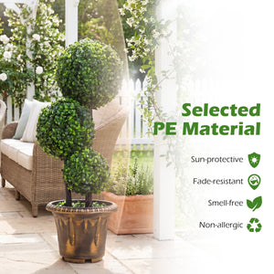 29 Inches Artificial Boxwood Topiary Tree Triple Ball Shrubs view 8
