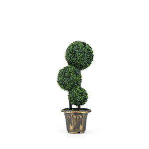 29 Inches Artificial Boxwood Topiary Tree Triple Ball Shrubs