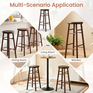 29 inches Swivel Bar Stools Set of 2 with Footrests & Crossbars-Walnut view 8