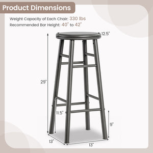 29 inches Swivel Bar Stools Set of 2 with Footrests & Crossbars-Gray view 5