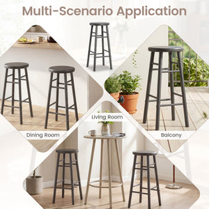 29 inches Swivel Bar Stools Set of 2 with Footrests & Crossbars-Gray view 8