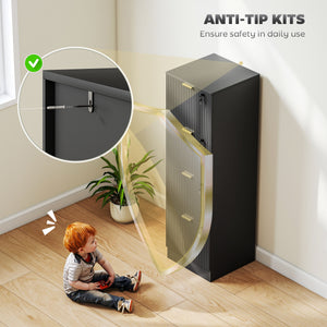 Lockable Filing Cabinet with 2 Fluted Drawers, File Cabinet with Adjustable Hanging Rails for A4 Letter – view 34
