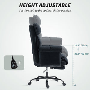 Desk Chair, Computer Office Chair with Footrest, Adjustable Backrest and Headrest, Black – view 6