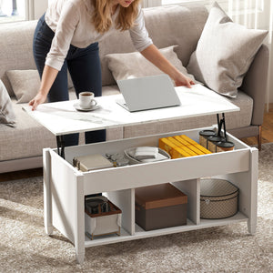 Lift Top Coffee Table, Modern Center Table with Storage Shelves and Hidden Compartment for Living Room – view 20