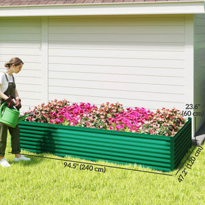 8' x 4' x 2' Raised Garden Bed, Galvanized Planter Box for Growing Flowers, Herbs and Vegetables, Green