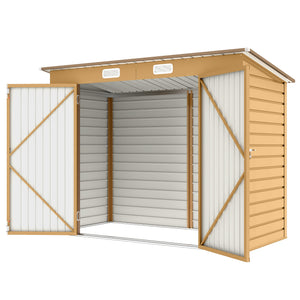 8 x 4FT Galvanized Garden Storage Shed, Metal Outdoor Shed with Double Doors and 2 Vents, Oak – view 43