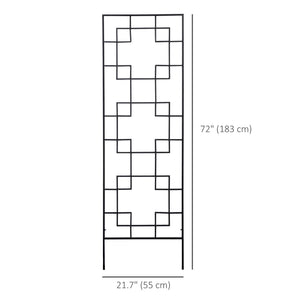 2 Pack Garden Trellis for Climbing Plants, Outdoor Metal Grid Panels for Roses, Vine Flower, Cucumber, Clematis, 72" Tall