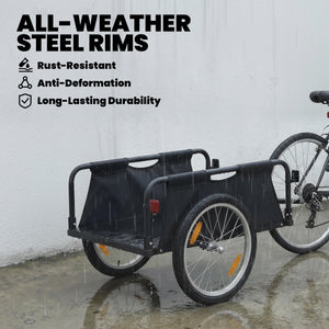 Soozier Bike Cargo Trailer, Bicycle Trailer Wagon Cart with Quick Release 16" Pneumatic Wheels, Red Flag
