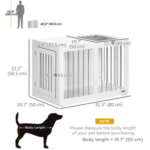 31.5" Dog Crate Furniture with Double Doors, for Medium Dogs, Grey – view 9
