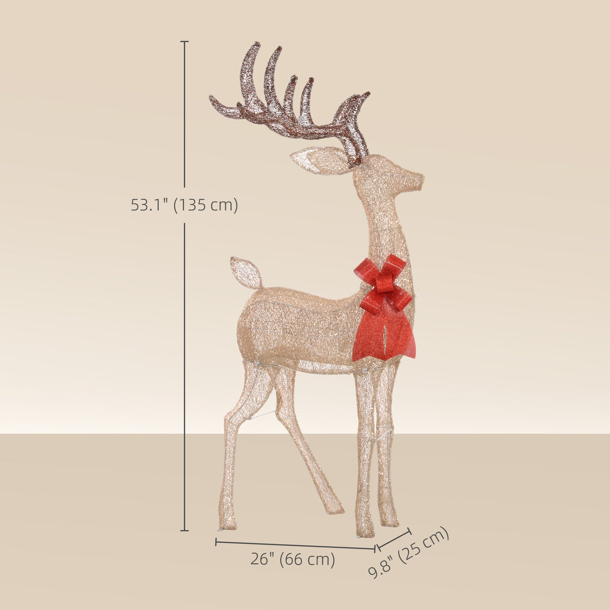 Light Up Reindeer Yard Decoration, Lighted Deer Christmas Decoration with LED Lights for Indoor, Outdoor, Lawn, Gold