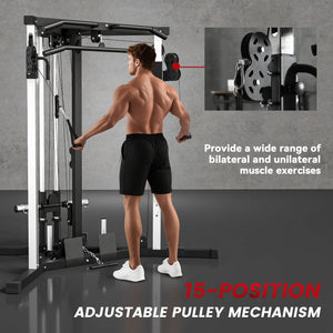 Soozier Multifunctional Home Gym Machine with Pull Up Bar, 15-Position Adjustable Strength Training Workout Station
