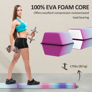 Soozier 7ft Folding Balance Beam, Gymnastics Equipment with Anti-Slip Bottom for Kids Home Training, Multicolour