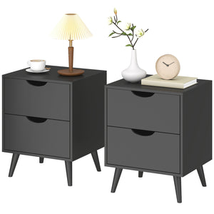 Modern Bedside Table, Nightstand with 2 Drawers and Pine Wood Legs for Bedroom, Living Room, White – view 15