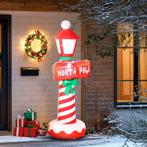 6FT Christmas Inflatable Decoration, Inflatable Lighthouse Xmas Blow Up Decor with LED Lights for Yard, Lawn, Garden