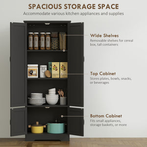48" 4-Door Storage Cabinet Multi-Storey Large Space Pantry with Adjustable Shelves Black – view 17