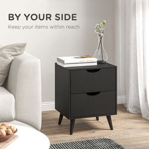 Modern Bedside Table, Nightstand with 2 Drawers and Pine Wood Legs for Bedroom, Living Room, White – view 10