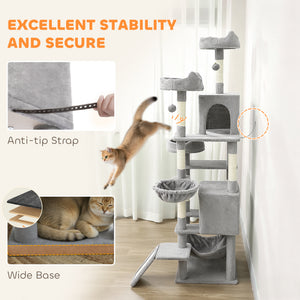 76" Large Cat Tree for Indoor Cats with 8 Scratching Posts, 3 Plush Beds, 2 Hammocks, 2 Large Condos, Ramp – view 12