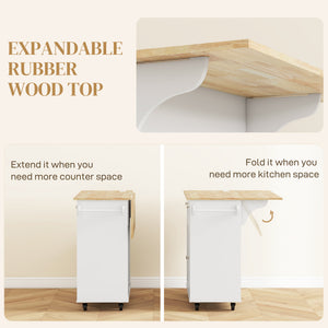 Kitchen Island with Power Outlet and Drop Leaf, Rolling Kitchen Cart with 2 Drawers and Adjustable Shelves – view 11