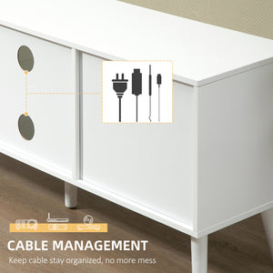 Modern TV Stand Cabinet with Foldable Drawers and Shelves for Living Room, Bedroom, White