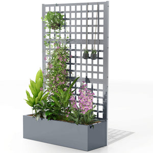 Galvanized Raised Garden Bed Planter Box with Trellis for Climbing Plants, Vegetable, Vines – view 29