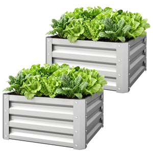 2' x 2' x 1' 2-Pieces Raised Garden Bed with Galvanised Steel Frame for Vegetables, Flowers, Herbs, Green – view 3