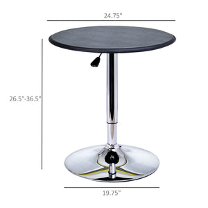Modern Round Bar Table Adjustment Height Home Pub Bistro Desk Faux Leather Covered Wooden Top Chrome Base – view 2
