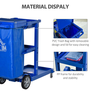 Commercial Janitorial Cart with 3 Tier Shelves, Professional Cleaning Cart with Rubbish Bag with Lid and – view 5