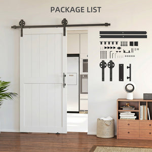 36inx84in Barn Door with 6FT Sliding Door Hardware Kit, Handle, Upgraded Rollers and Floor Guide – view 6