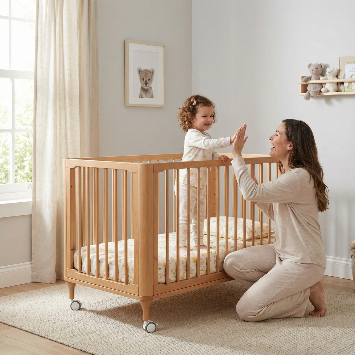 MIMI Nest 5-in-1 Convertible Crib - Beech Wood - Mimi Beds
