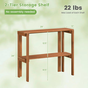 2/3-Tier Folding Wooden Storage Shelves for Entryway and Garden-2-Tier view 5