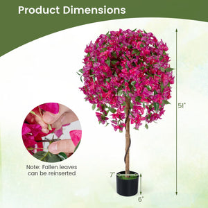 2 Pack Artificial Azalea Trees Faux Floral Plants with Vivid Blooming Flowers view 4