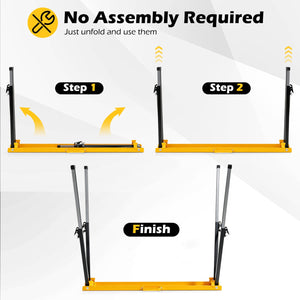 2 Pack Folding Saw Horses with 12 Adjustable Leg Heights and Handles-Yellow view 8