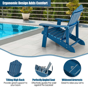2 Pieces Adirondack Chair Set with Ergonomic Design for Porch and Backyard-Navy view 8