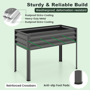 2 Pieces Galvanized Raised Garden Bed with Legs and Greenhouse Cover for Vegetable Flower-Gray view 9